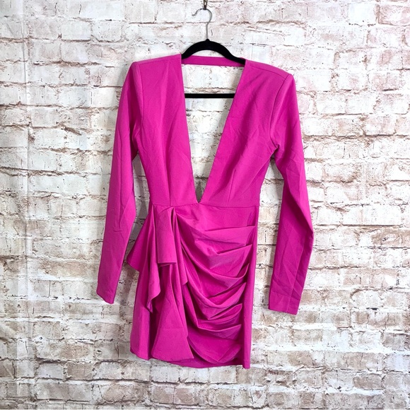 Michael Costello REVOLVE Fena Mini Dress in Fuchsia Size Small NEW - Picture 5 of 10